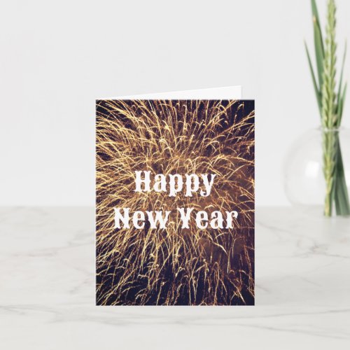 Happy New Year Fireworks Golden 2023 Custom Note Card