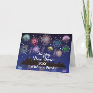 Happy New Year Fireworks Holiday Card