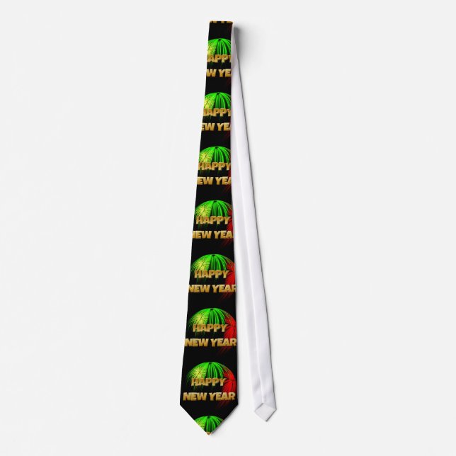 Happy New Year Fireworks Neck Tie (Front)