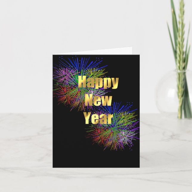 Happy New Year Fireworks Note Card (Front)