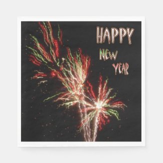 Happy New Year Fireworks Paper Napkins