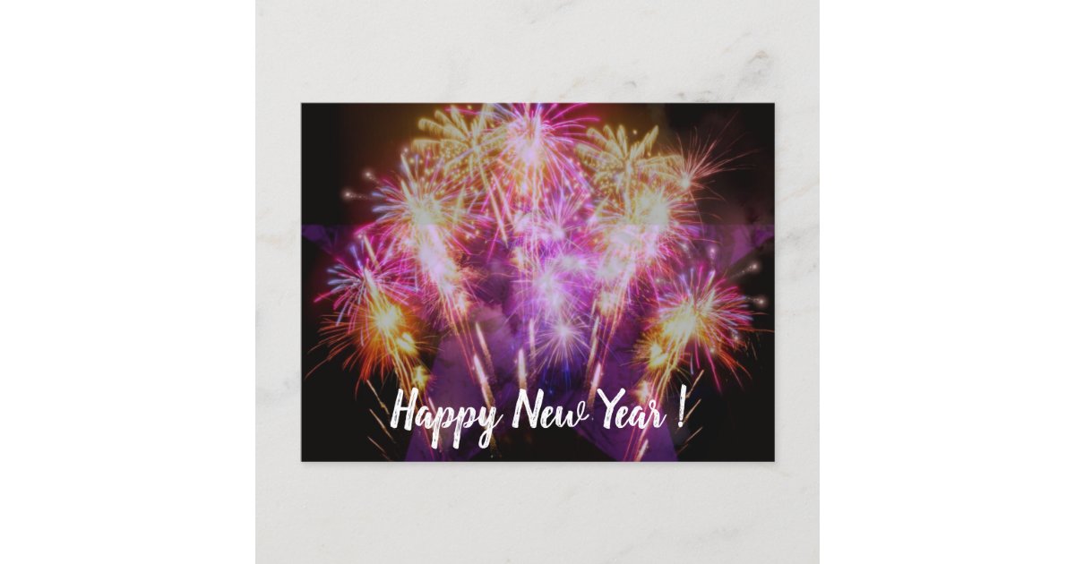 Happy New Year Fireworks Postcard | Zazzle