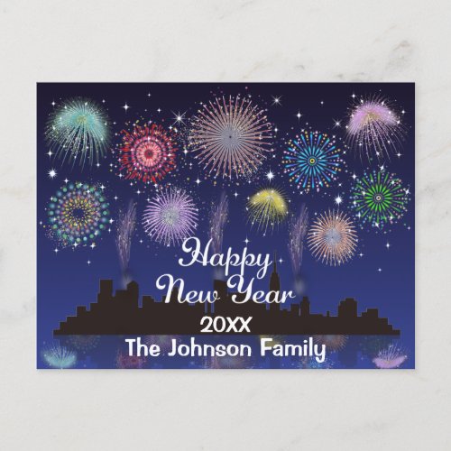 Happy New Year Fireworks Postcard