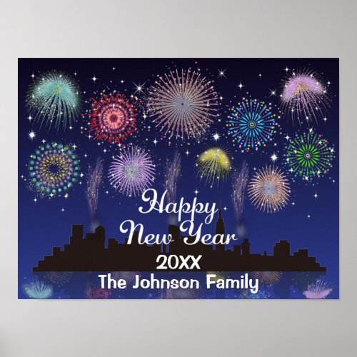 Happy New Year Fireworks Poster