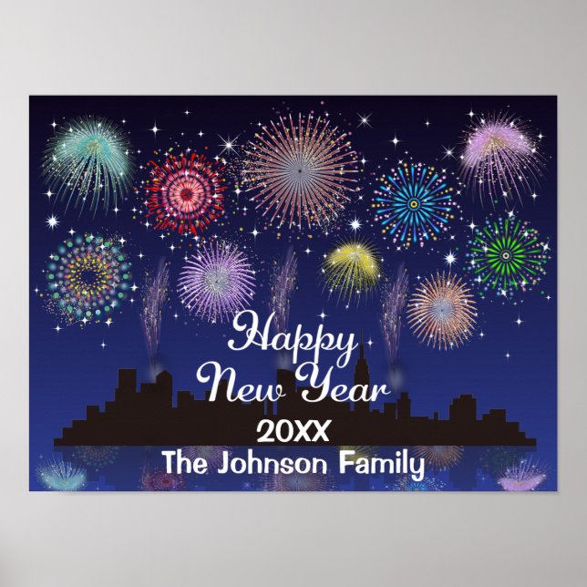 Happy New Year Fireworks Poster (Front)