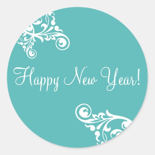 Happy New Year Flourish Envelope Sticker Seal