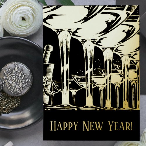 Happy New Year Foil Holiday Postcard