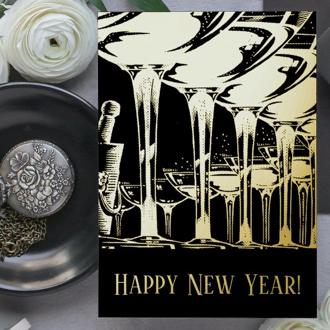 Happy New Year Foil Holiday Postcard (Creator Uploaded)