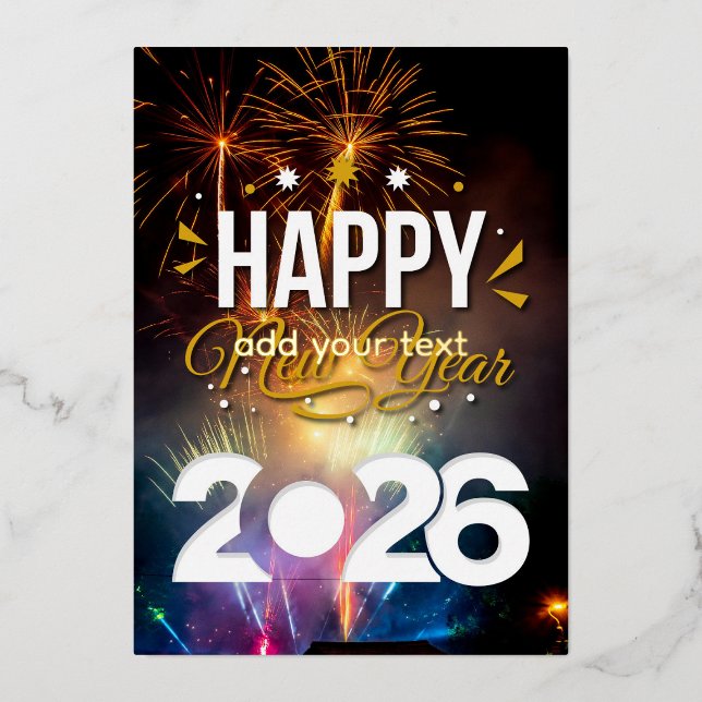 Happy New Year Foil Invitation (Front)