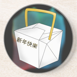 Happy New Year Food Box Sandstone Coaster