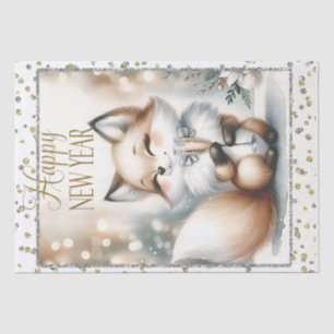 Happy New Year Fox Tissue Paper