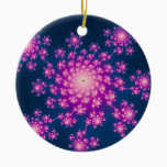 Happy New Year Fractal Ceramic Ornament