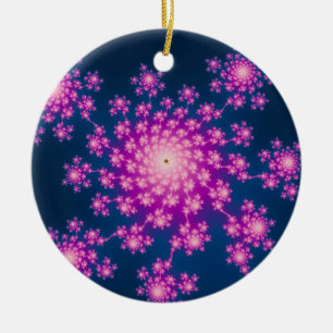 Happy New Year Fractal Ceramic Ornament