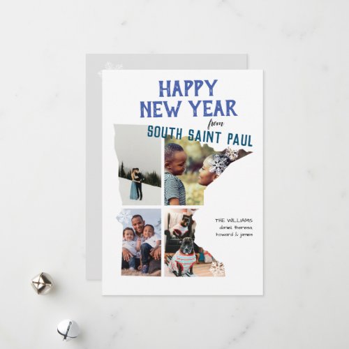 Happy New Year from Minnesota with Four Photos Holiday Card