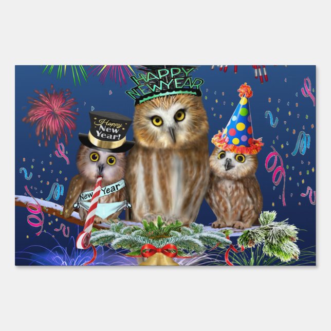 HAPPY NEW YEAR FROM OWL OF US! SIGN (Front)