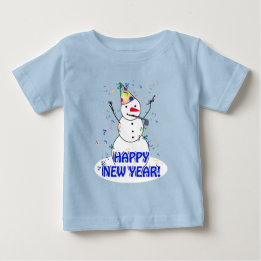 Happy New Year from the Celebrating Snowman Baby T-Shirt