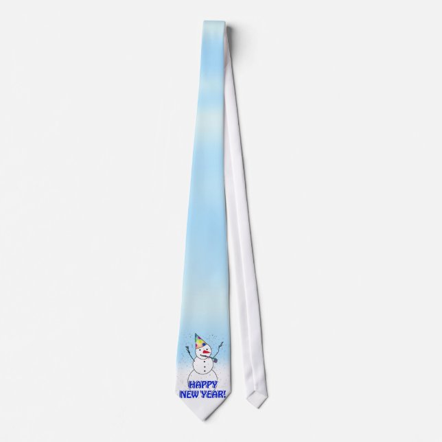 Happy New Year from the Celebrating Snowman Neck Tie (Front)