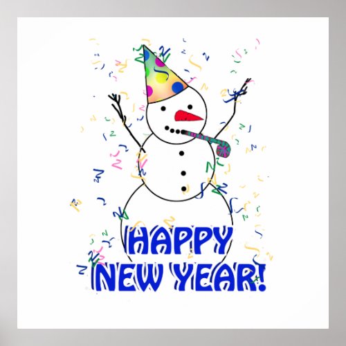 Happy New Year from the Celebrating Snowman Poster