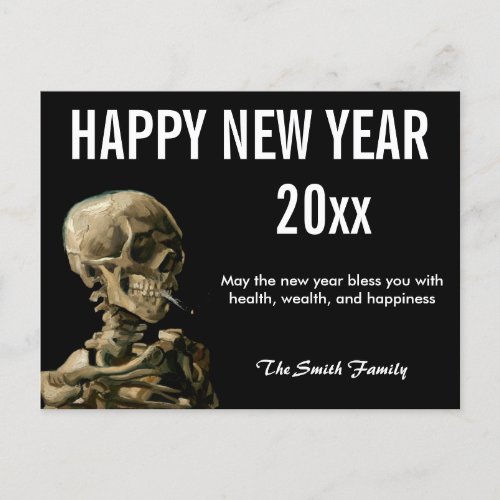 Happy New Year from Van Gogh Skull of a Skeleton Postcard