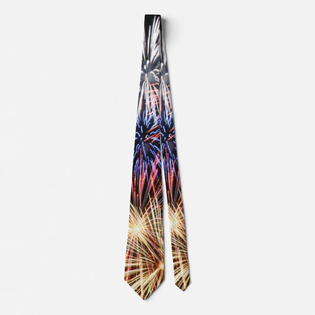 Happy New Year | Funny Fireworks Pattern Neck Tie (Front)