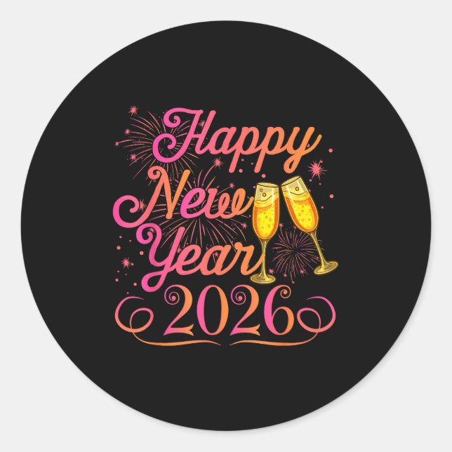 Happy New Year Funny Matching Family New Years Eve Classic Round Sticker (Front)