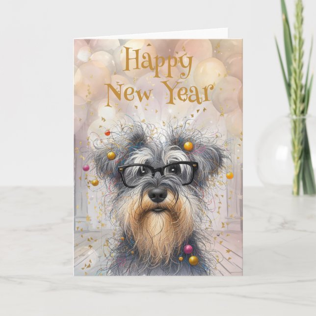 Happy New Year Funny Shaggy Dog Card (Front)