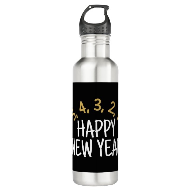 Happy New Year Funny Stainless Steel Water Bottle (Front)