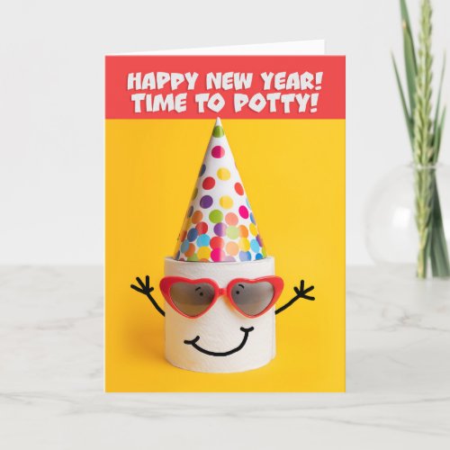 Happy New Year Funny Toilet Paper Humor Holiday Card