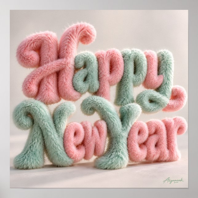 Happy New Year Fuzzy Plush Poster (Front)