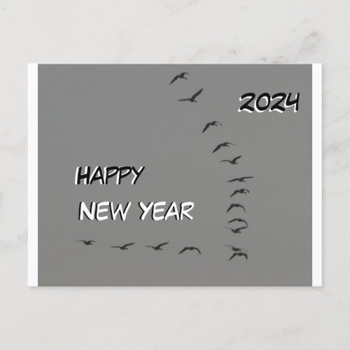 Happy New Year Geese Cust Text Postcard
