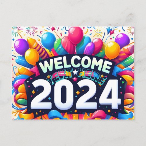 Happy New year gift postcard 2024