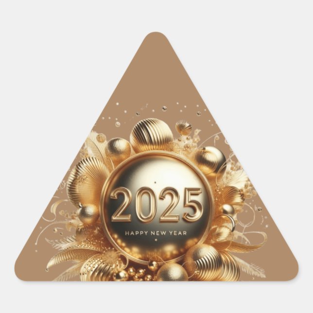 Happy new year gifts 2025 triangle sticker (Front)
