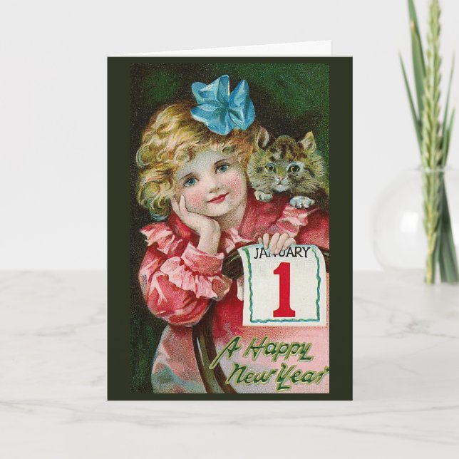 "Happy New Year Girl" Greeting Card (Front)