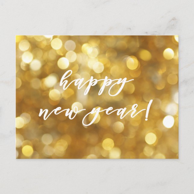 Happy New Year Glamorous Gold Sparkles Postcard (Front)