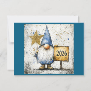 Happy New Year Gnome, 2026, Postcard