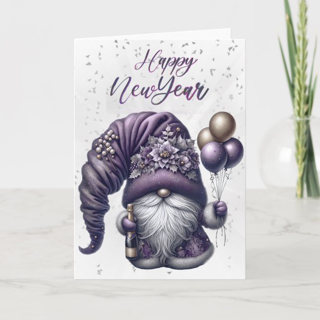 Happy New Year Gnome Card (Front)