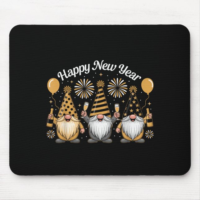 Happy New Year Gnome Confetti Fireworks New Year's Mouse Pad (Front)