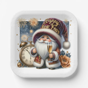 Happy New Year Gnome Paper Plates