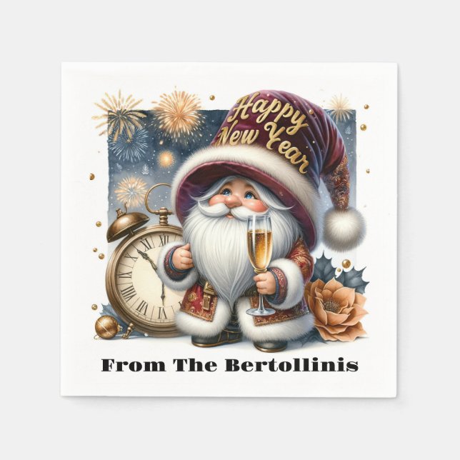 Happy New Year! Gnome Series  Napkins (Front)