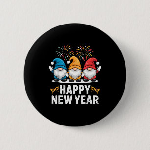 Happy New Year Gnomes For Party Lovers And Festive Button