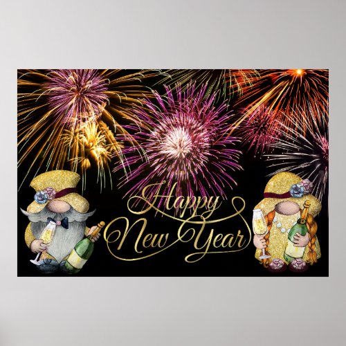 Happy New Year Gnomes Poster