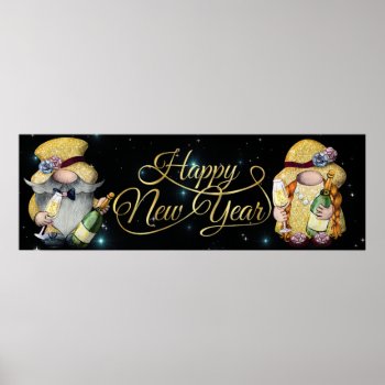 Happy New Year Gnomes Poster by ChristmasTimeByDarla at Zazzle