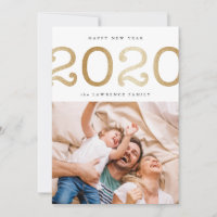 Happy New Year Gold 2020 Photo Holiday Card