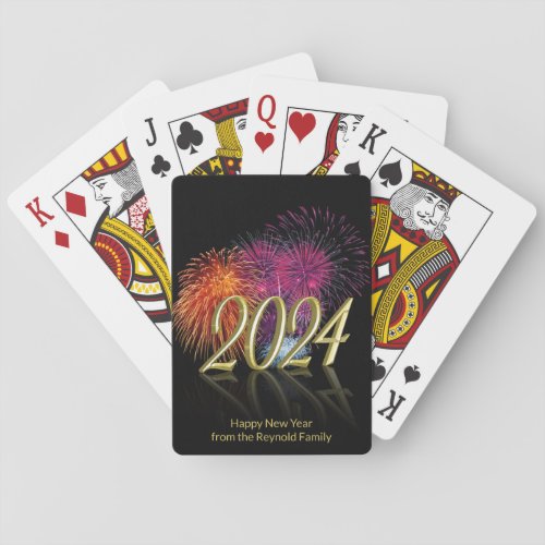 Happy New Year Gold 2024 Fireworks Playing Cards