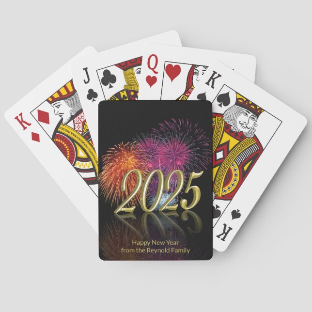 Happy New Year Gold 2025 Fireworks Poker Cards (Back)