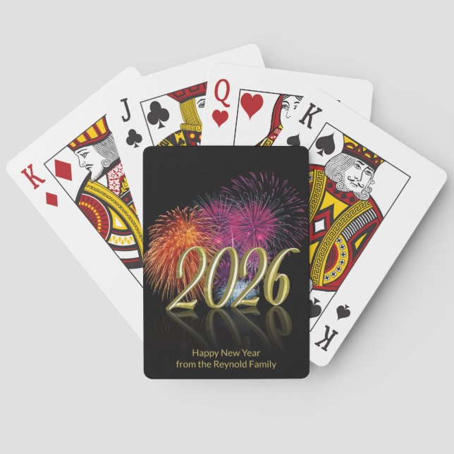 Happy New Year Gold 2026 Fireworks Poker Cards (Back)
