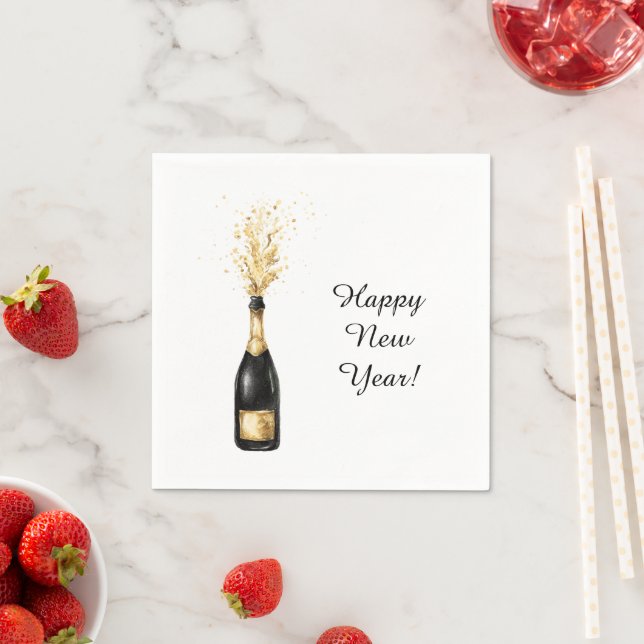Happy New Year Gold Bottle Napkins (Insitu)