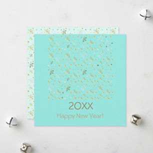Happy New Year & Gold Christmas Mint Decoration Holiday Card