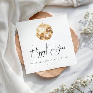 Happy New Year Gold Disco Ball  Napkins