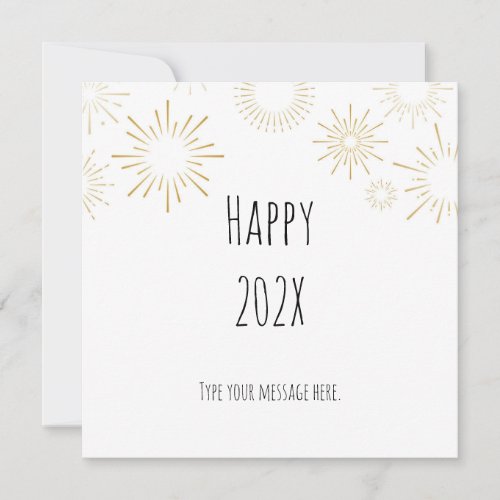 Happy New Year Gold Fireworks Minimalist  Holiday Card